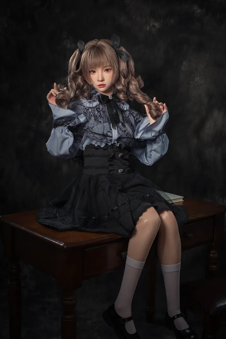 148cm (4ft10) B-Cup Gaya Gothic Lolita Silikon Anak Patung Seks Xiaorou, ROS Kepala #103B